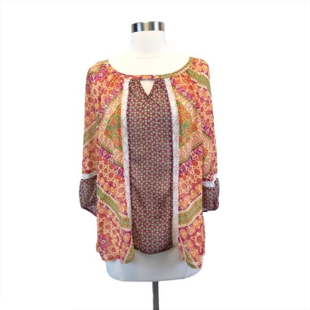 Fig & Flower M Anthropologie Top Mixed Print